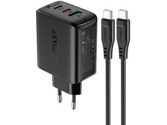 Зарядное устройство Acefast A13 PD65W USB-C+USB-C+USB-A Black AF-A13-BK