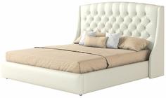 Мягкая интерьерная кровать Стефани 1400,БП/М, экокожа, Белый Bravo