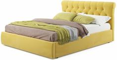 Мягкая кровать Ameli 1400 желтая с ортопедическим основанием Bravo