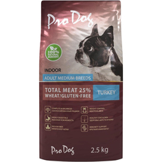 Корм для собак PRO DOG для средних пород для поддержания оптимального веса индейка 2,5 кг