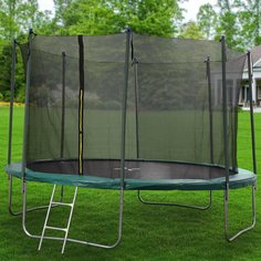 Игровой центр-батут 366х260 см, с защитной сеткой 180 см и лестницей, 150 кг, FJ-12FT-2