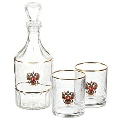 Набор для спиртного 3 предмета, стекло, 2 стакана 250 мл, подар уп, Декостек, 1330-ГДЗ4 "Россия"