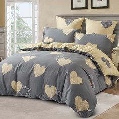 Постельное белье евростандарт, простыня 230х250 см, 2 наволочки 70х70 см, 2 наволочки 50х70 см, пододеяльник 200х220 см, Karteks, сатин, КВ521