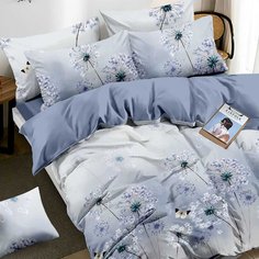 Постельное белье евростандарт, простыня 200х220 см, 2 наволочки 70х70 см, пододеяльник 200х220 см, Адель, поплин, Поэзия