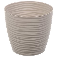 Горшок для цветов пластик, 5.5 л, 22 см, с поддоном, кремовый, Idea, Дюна, М 3070