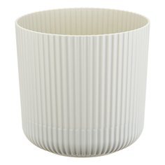 Кашпо пластик, 1.6 л, 14 см, белый ротанг, Idea, Вельвет