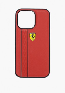 Чехол для iPhone Ferrari 13 Pro Genuine leather Debossed with metal logo Hard Red