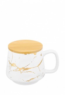Кружка Elan Gallery 400 мл Золотой мрамор с крышкой-подставкой