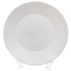 Тарелка обеденная, стеклокерамика, 22.8 см, круглая, Lira, LRK 005, белая