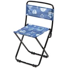 Стул складной усиленный, со спинкой, металл, 37 см, 90 кг, замкнутая ножка, d 18mm, джинс, Nika, Джинс, ПС1/Д