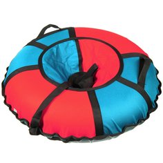 Санки-ватрушка Стандарт, 110 см, 120 кг, с букс.трос, с руч, голубой с крас клап, сумка, УВ-стд-1,1_