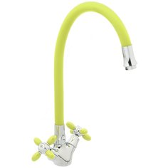 Смеситель для кухни, Frud, гибкий излив, с кран-буксой, зеленый, R44127-6