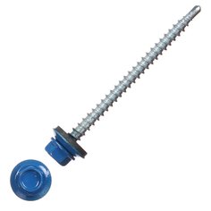 Саморез кровельный, диаметр 4.8х70 мм, 10 шт, синий, пакет, Bartex