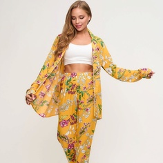 Одежда COMFY HOME Пижама желтая с цветочным принтом