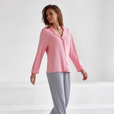 Одежда COMFY HOME Пижама хлопковая розовая с серыми брюками