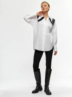 Оверсайз рубашка с воротником из экокожи Charuel