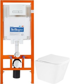 Комплект подвесной унитаз BelBagno Due BB3103CHR/SC + система инсталляции BelBagno BB002-80 + BB018-GV-BIANCO