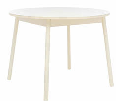 Стол раздвижной Leset Мидел круглый металл Кремовый, стекло Кремовое Bravo