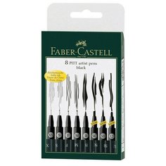 Набор капиллярных ручек Faber-Castell Pitt Artist Pen черные, 8 штук