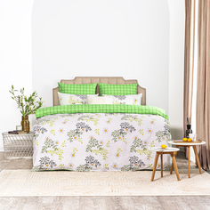 Комплект постельного белья Daily by T Лима зеленый с белым Полуторный
