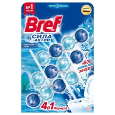 Подвеска для унитаза Bref, Сила Актив 4в1 Океанский Бриз, 3 шт, 50 г