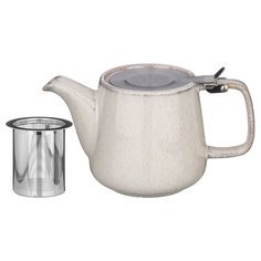 Чайник заварочный керамика, 0.5 л, с ситечком, 19х8.5х10, Bronco, Luster, 470-377, светло-серый