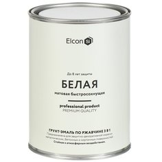 Грунт-эмаль Elcon, 3в1 матовая, по ржавчине, белая, RAL 9003, 0.8 кг