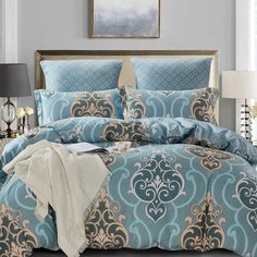 Постельное белье евростандарт, простыня 230х250 см, 2 наволочки 70х70 см, 2 наволочки 50х70 см, пододеяльник 200х220 см, Karteks, сатин, КВ464