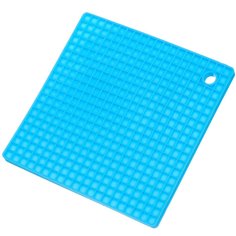 Подставка под горячее, силикон, квадратная, 17.2 см, голубая, Y4-7003