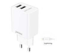 Зарядное устройство Pero TC02 2xUSB 2.1A + кабель Lightning White TC02W2AL ПЕРО