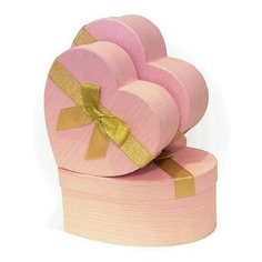 Коробка подарочная РутаУпак Сердце с бантом, розовая, 21 х 20 х 9 см