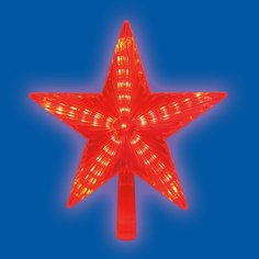 Украшение светодиодное для ёлки Uniel, Звезда-3, 21.5 см, пластик, 31 светодиод, красный свет, прозрачный провод