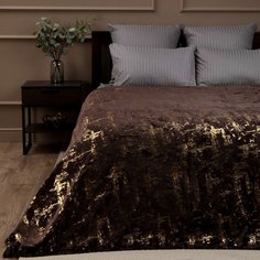 Плед 2-спальный, 200х220 см, фланель, 100% полиэстер, Texrepublic, Лазер, DKBR-GL, темно-коричневый, 10450