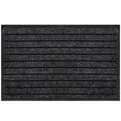 Коврик придверный, 40х60 см, прямоугольный, резина, с ковролином, серый, Модерн, Floor mat, HP1901