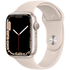 Apple Watch Series 7 GPS 45mm (корпус - сияющая звезда, спортивный ремешок цвета сияющая звезда, IP67/WR50)