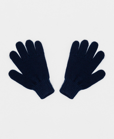 Перчатки вязаные синие Button Blue