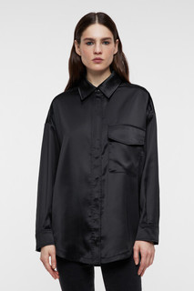 блузка-рубашка oversize атласная с нагрудным карманом Befree