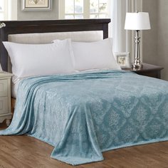 Плед 2-спальный, 180х200 см, велсофт, 100% полиэстер, Cleo, Парма, голубой, 180/169-OP