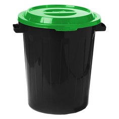 Бак для мусора пластик, 60 л, с крышкой, 48х53х55 см, ярко-зеленый, Idea, М 2393
