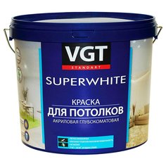 Краска воднодисперсионная, VGT, для потолка, матовая, супербелая, 15 кг