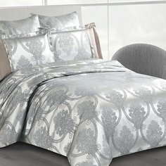 Постельное белье евростандарт, простыня 230х250 см, 2 наволочки 70х70 см, 2 наволочки 50х70 см, пододеяльник 200х220 см, Cleo, сатин-жаккард, коллекция Satin Jacquard, 31/090-SG