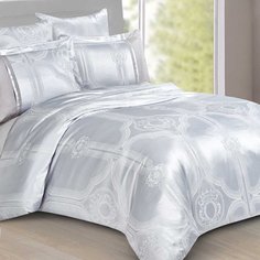 Постельное белье евростандарт, простыня 230х250 см, 2 наволочки 70х70 см, 2 наволочки 50х70 см, пододеяльник 200х220 см, Cleo, сатин-жаккард, коллекция Satin Jacquard, 31/158-SG