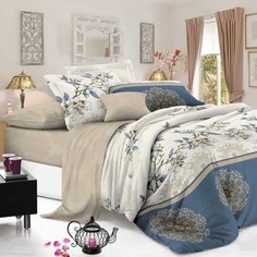 Постельное белье 1.5-спальное, простыня 145х214 см, 2 наволочки 70х70 см, пододеяльник 145х214 см, Адель, поплин, Незнакомка