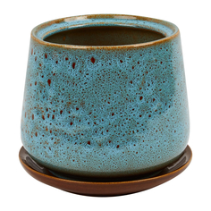 Горшок цветочный Гончар Скарлет люкс с поддоном голубой 28х31 см