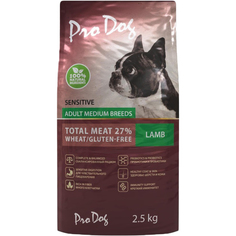 Корм для собак PRO DOG для средних пород с чувствительным пищеварением ягненок 2,5 кг