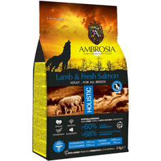 Корм для собак Ambrosia беззерновой с ягненком и свежим лососем 2 кг
