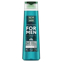 Шампуни для волос шампунь ЧИСТАЯ ЛИНИЯ 3в1 Энергия и Чистота 400мл мужской