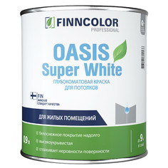 Краски для стен и потолков краска в/д FINNCOLOR Oasis Super White для потолка 0,9л белая арт.700001263