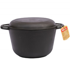 Кастрюли чугунные кастрюля БИОЛ 4л 23см чугун индукция с крышкой