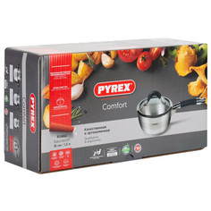 Ковши из нержавеющей стали ковш PYREX Comfort 1,3л 16см нерж.сталь стекл.крышка индукция